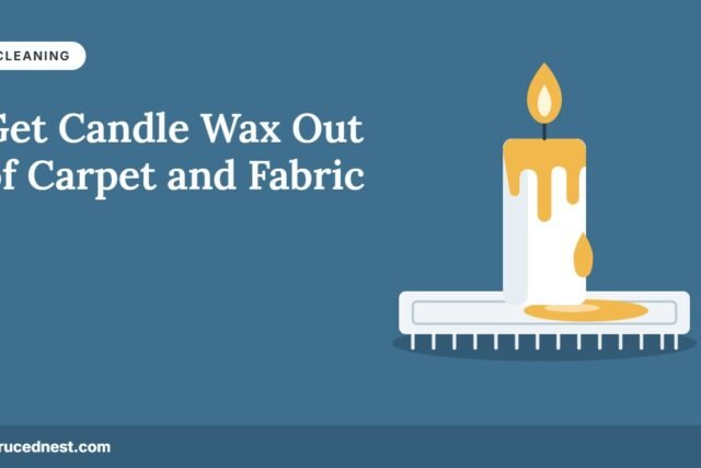How to get candle wax out of carpet and fabric illustration with a dripping candle on a rug